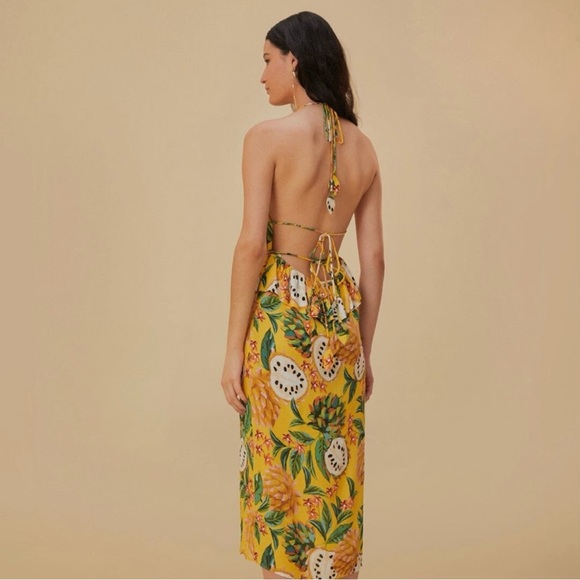 Farm Rio Biriba Yellow Sleeveless Midi Dress - Picture 12 of 12